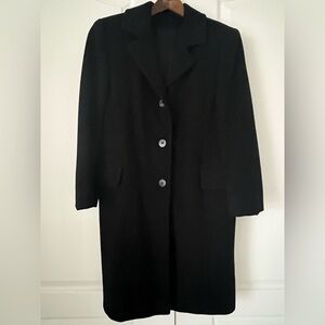 Classic Black Cashmere Long Coat, size 4